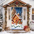 thumbnail image 5 of Fllostpr 35.4x70.9" Christmas House Door Cover, Front Door Backdrop Cloth for Indoor Outdoor Home Party Entryway Wall Window Decor, 5 of 6