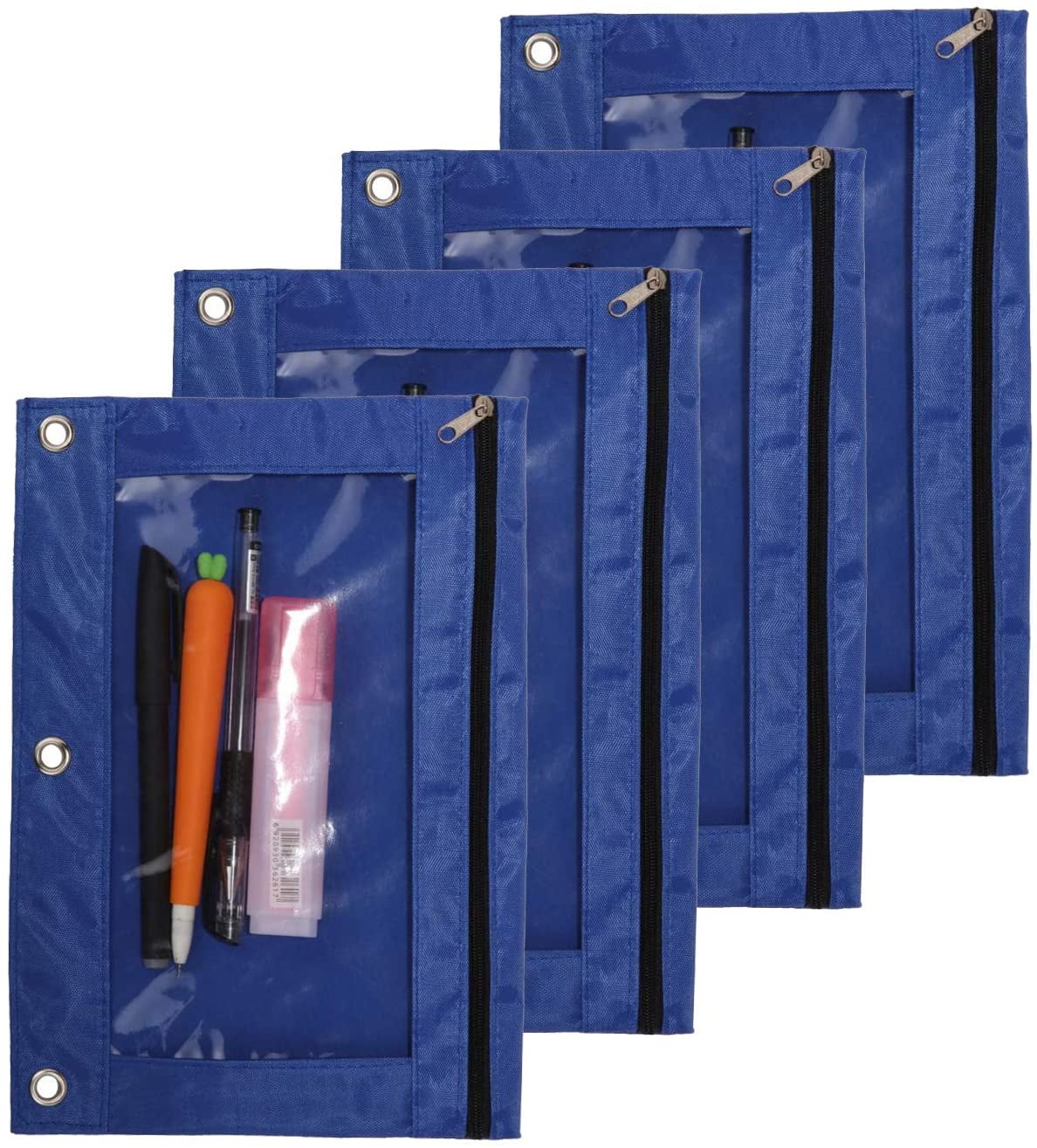 Binder Fabric Pencil Pouch 3Ring Binder Pencil Case Bag with Zipper 4