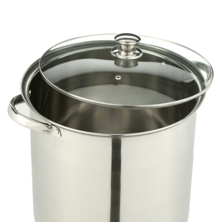 Mainstays Stainless Steel 16-Quart Stock Pot with Glass Lid