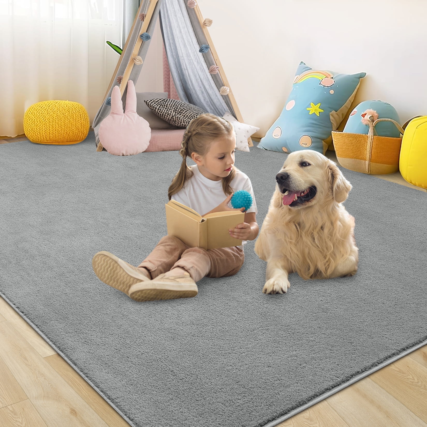 Garvee Ultra Soft Area Rug, 5'x7' Fluffy Area Rug Non Slip Rug for Living Room Bedroom Home Decor Carpet, Gray