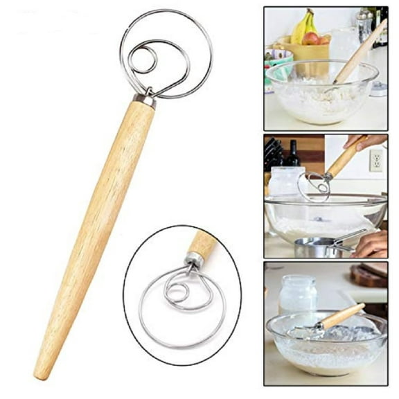 Stainless Steel Danish Dough Whisk – Dutch-Style Hand Mixer Tool for Bread, Pizza, and Pastry Dough Mixing  TIKA