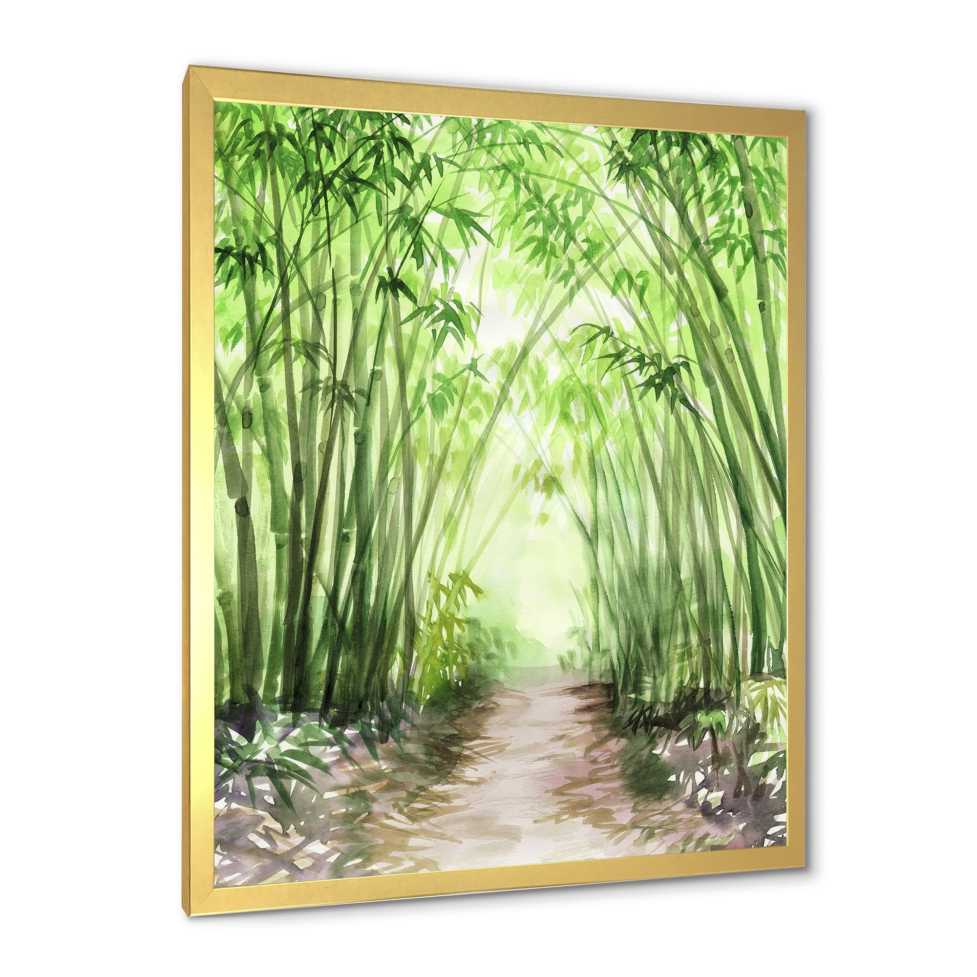 Designart 'Little Road Through Bamboo Forest' Traditional Framed Art Print