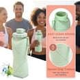 thumbnail image 5 of Collapsible Travel Water Bottle 20oz (600ml), BPA-Free, Foldable Silicone Lightweight Reusable Water Bottle with Leak-Proof Lid & Lanyard, Portable for Travel Cycling Gym Camping (Green), 5 of 9