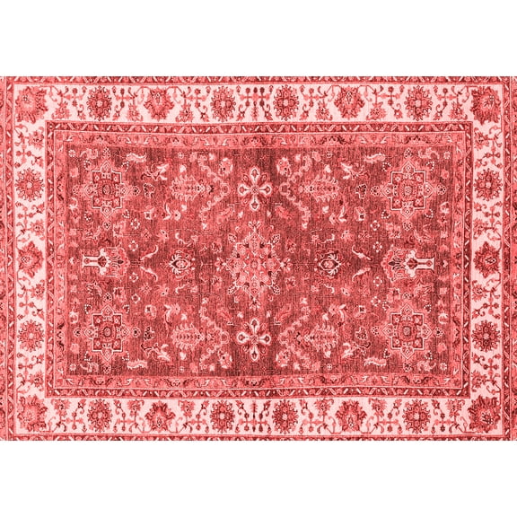 Ahgly Company Machine Washable Indoor Rectangle Oriental Red Traditional Area Rugs, 5' x 7'