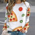 thumbnail image 2 of Fun Pizza Women's Floral Printed Sweatshirt Long Sleeve Crewneck Casual Loose Vintage Graphic Pullover Tops, 2 of 7