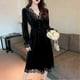 thumbnail image 5 of Vintage 1940s Gothic Cottagecore Velvet Dress with French Inspired Design, 5 of 5