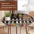 thumbnail image 4 of Fall Pumpkins Round Tablecloth, Fitted Table Cover with Elastic for 36"-44" Round Tables, Autumn Leaves Thanksgiving Country Fence Table Cloth Outdoor Indoor Dinning Party Waterproof Tablecloths, 4 of 7