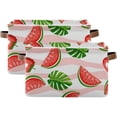 thumbnail image 2 of Watermelons and Tropical Palm Leaaves Square Storage Basket Storage Bins Canvas Storage Organizer Closet Shelf Organizer for Home Office, 1 Pc, 2 of 7