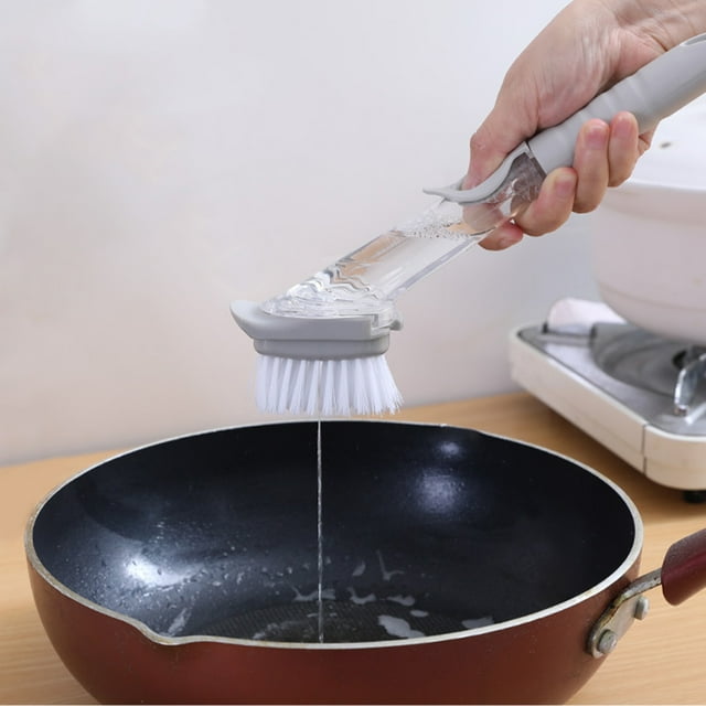 Kitchen Cleaning Brush Long Sponge Brush Long Handle Cleaning Brush Hydraulic Pot Brush Hydraulic Brush Automatic Adding Liquid Pot Soft Kitchen Brush Kitchen Utensils For Pot Bowl
