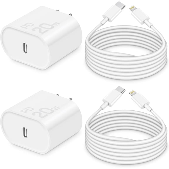 i Phone Charger 10 Ft Fast Charging【MFi-Certified】 2-Pack 20W PD Fast Charger with 6Ft Fast Charging Cable, Type C Fast Charging Block & Fast Charger Cord for IP 14/13/12/11, i Pad & More