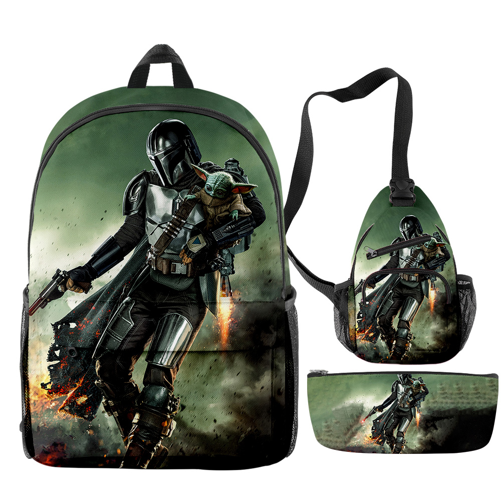 Mandalorian Season 3 Backpacks 3 Pieces Sets 3D Crossbody Bag Funny