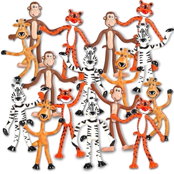 ArtCreativity Kids Bendable Animal Figures Toy Set, 12-Piece Flexible Zoo Animals for Creative Play, Party Favors, Classroom Rewards