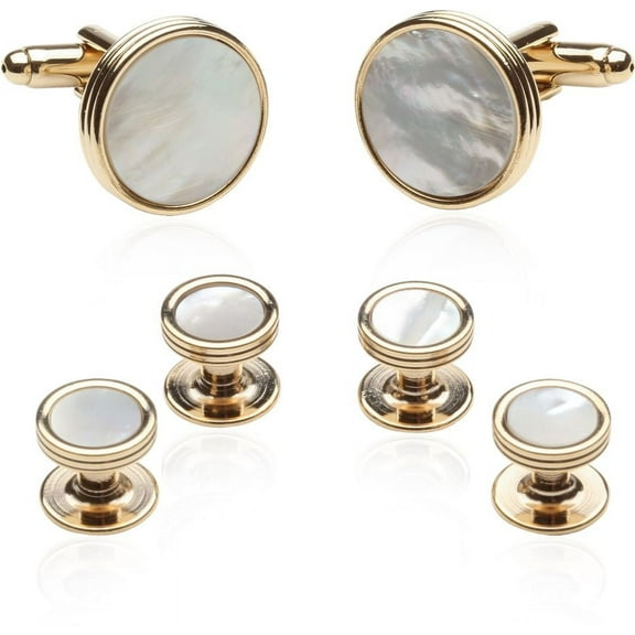 Mother of Pearl and Goldtone Cufflinks and Studs