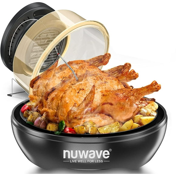 Nuwave Air Fryer Infrared Convection Oven, Cook Fresh or Frozen, No Defrosting or Preheating, 360 Surround Heat, Cooking from 50 to 400 Degrees, 100 Presets, 50 Memory, 360 Food Easy-View, PFAS Free