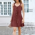 thumbnail image 5 of Wensltd Women's Sleepshirt Knee Length Spring Summer Retro Print V Neck Spaghetti Strap Cami Dress Soft Comfortable Loose Fit Wine, 5 of 7