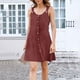 thumbnail image 5 of Camisón de poliéster para mujer, vestido de tirantes con cuello en V y botones para vacaciones de primavera y verano., 5 of 7