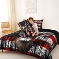 thumbnail image 4 of Manfei Wild Stag Deer Queen Comforter Set,Retro American Flag Comforter Sets Queen,Red Black White,Black Reversible,3-Piece,1 Comforter and 2 Pillowcases, 4 of 7