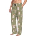 thumbnail image 3 of Mens Pajama Pants - Soft Sleep & Lounge Pants for Men, Cowboy Hat Cute Pig Green Cuteness Casual PJ Bottoms Pants with Pockets, 3 of 5