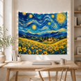 thumbnail image 5 of Sunflowers in a Field under Swirling Stars, Dreamy Illustration for Flower Lovers, Floral Night Decor, Housewarming Gift, Tapestry Wall Hanging for Bedroom and Living Room, 5 of 7