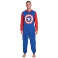 thumbnail image 2 of Marvel Avengers Captain America Mens Fleece Zip Up Pajama Coverall Adult, 2 of 4