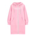 thumbnail image 4 of Zip up Long Sleeve Hoodies for Women, Oversized Tunic Tops for Women Cute Hoodies Plain Sweatshirt Hooded Top Solid Color Loose Fit Jackets Casual Basic Tops,Pink,S, 4 of 5