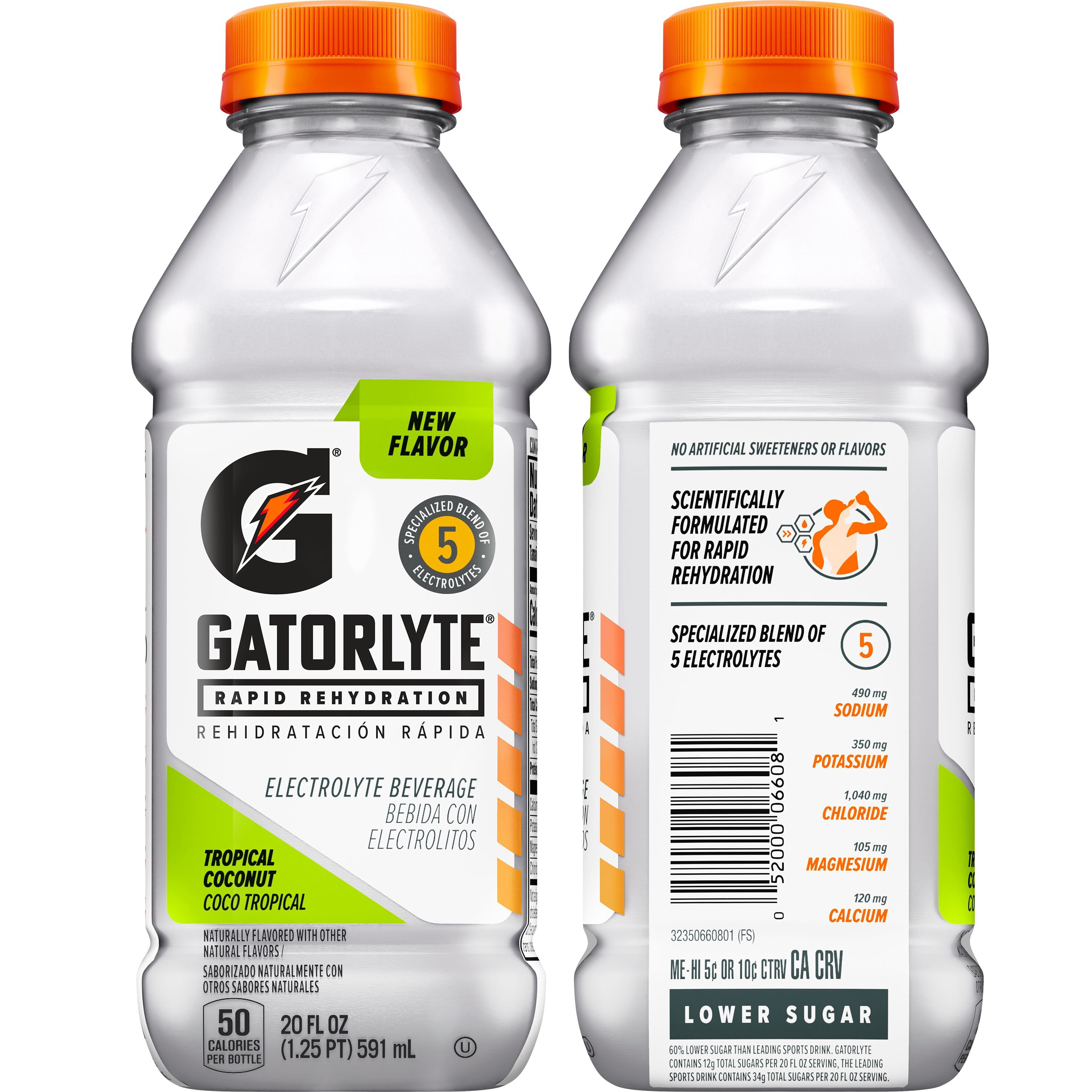 Gatorade Gatorlyte Rapid Rehydration Electrolyte Beverage, Tropical Coconut, 20 fl oz, 12 Count Bottles