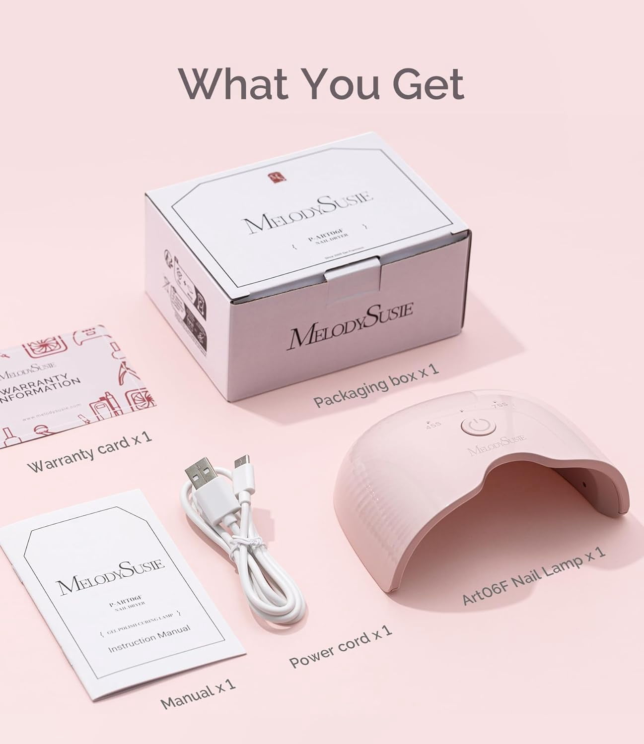 MelodySusie UV Nail Lamp, ART06F UV Light for Gel Nails, Nail Dryer with 2 Timer, Pink