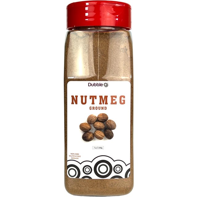 Ground Nutmeg in Spice Jar 7 oz. Non GMO, Kosher, Halal, and Gluten Free Dubble O Brand