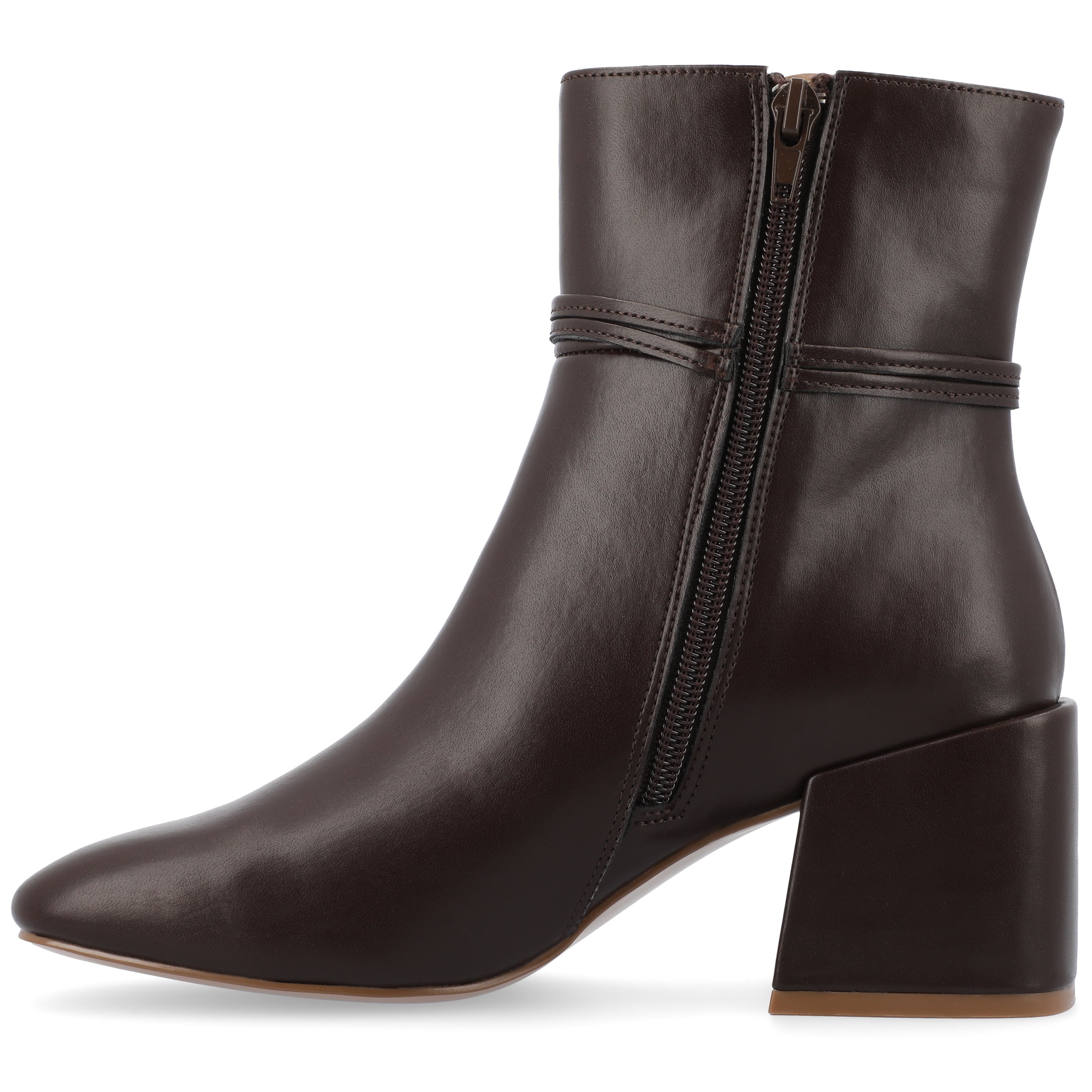 Journee Womens Beverley Covered Block Heel Square Toe Booties, Widths Available