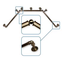 1" Dia Pipe Bay Window Curtain Rod, Adjustable 23"-41", 41"-78"- Antique Brass,(DP100-Bay-4)