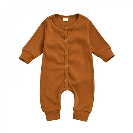 

Baby Clothes for boys Spring And Autumn Baby Bodysuit Solid Color Pit Strip Newborn Romper/Harbour L67 Yellow 100 Yards