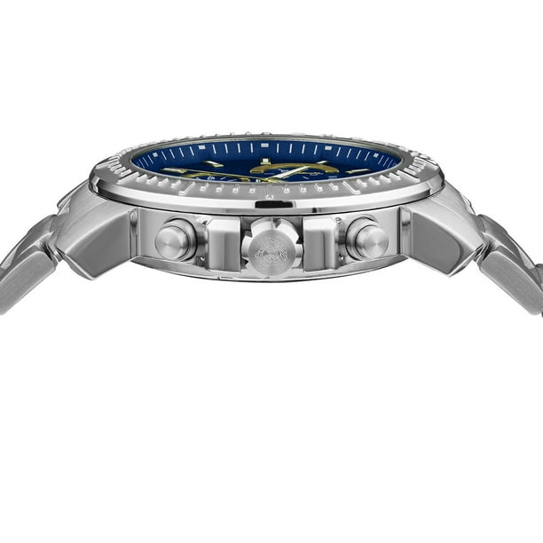 Versace New Quartz Chronograph Silver Bracelet Mens Watch