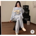 thumbnail image 3 of Cartoon Hello Kitty Cinnamorolll Half-sided Fleece Pajama Set for Women, Autumn and Winter Half-sided Fleece Anti-static Cartoon Fleece-lined and Thickened Loungewear Set, Can Be Worn Outdoors, 3 of 13