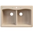 thumbnail image 3 of Transolid Aversa 33in x 22in silQ Granite Drop-in Double Bowl Kitchen Sink with 3 CBD Faucet Holes, in Cafe Latte, 3 of 4