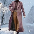 thumbnail image 4 of Mens Trench Coat Notched Lapel Double Breasted Full Length Jackets Casual Classic Woolen Overcoat With Pockets (XL, Purple), 4 of 6