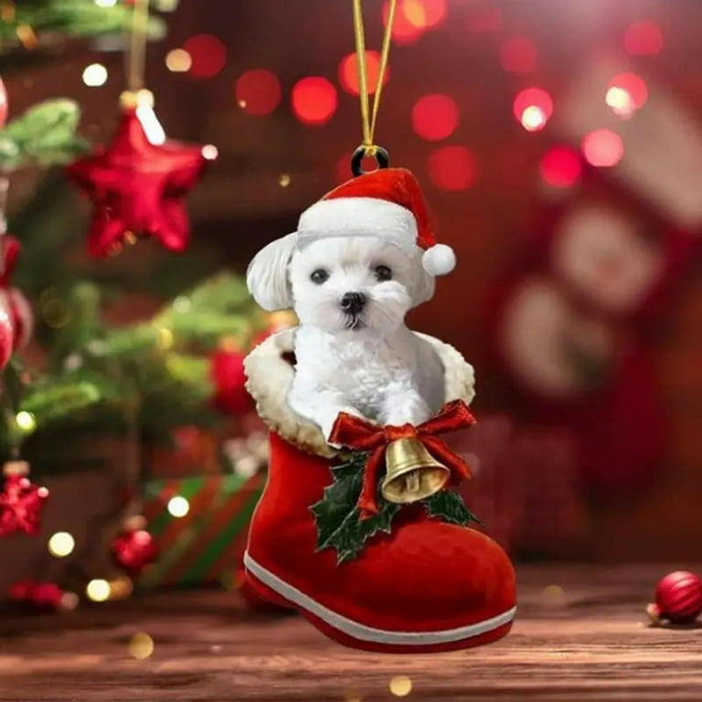 Loyerfyivos Maltese 2D Flat Christmas Ornament, Maltese Terrier