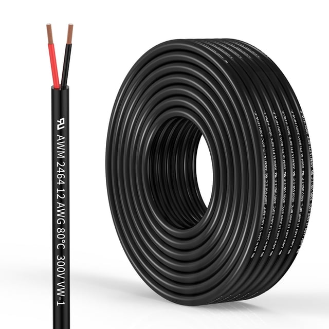 Cable eléctrico 12 AWG, 2 conductores, PVC trenzado, 10 m, 300 V