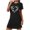 Black, variant on Wancir Women's Plus Size Sleepshirt Short Sleeve Round Neck with Chest Print for Nightwear