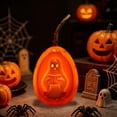 thumbnail image 5 of Hyknon Halloween LED Decor Light, Ghost Pumpkin Hanging Lamp, Skull Embossed Electronic Candle Light, Spooky Figurine Ambient Lamp, Battery Operated Table Hanging Ornament for Halloween Party ( B ), 5 of 7