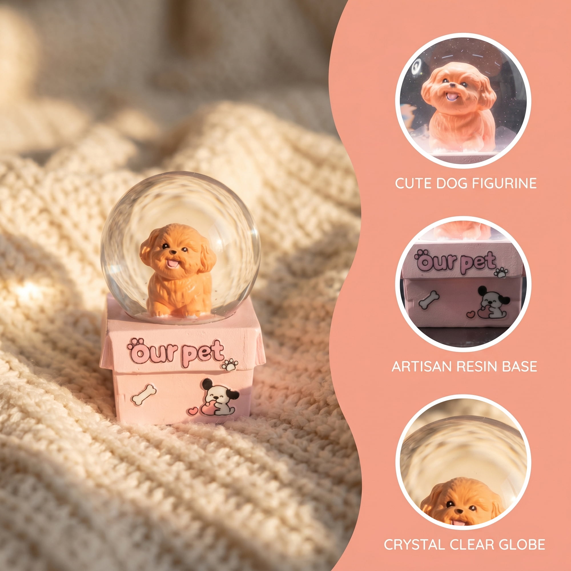 Unique Bargains Cartoon Light Up Crystal Ball Resin Snow Globe Figurine Desktop Red