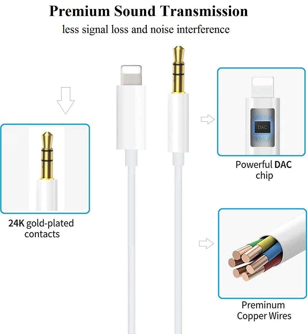 Forskellige perforere Sprede Lightning to 3.5mm Audio Cable 6FT, [Apple MFi Certified] iPhone 3.5mm  Headphone Jack Adapter Lightning to Aux Cord for iPhone 13 12 11 XS XR X 8  7 iPad to Car/Home Stereo,