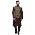 thumbnail image 1 of Atasi Traditional Mens Dupion Silk Kurta Pajama Set With Nehru Jacket Men Wear, 1 of 3