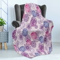 thumbnail image 4 of Purple Soft Flannel Fleece Blanket, Watercolor Style Floral Fireworks Blooming Flowers Abstract Spiral Doodle Spots Art, Cozy Plush for Indoor and Outdoor Use, 50" x 60", Blue Pink, by Ambesonne, 4 of 5
