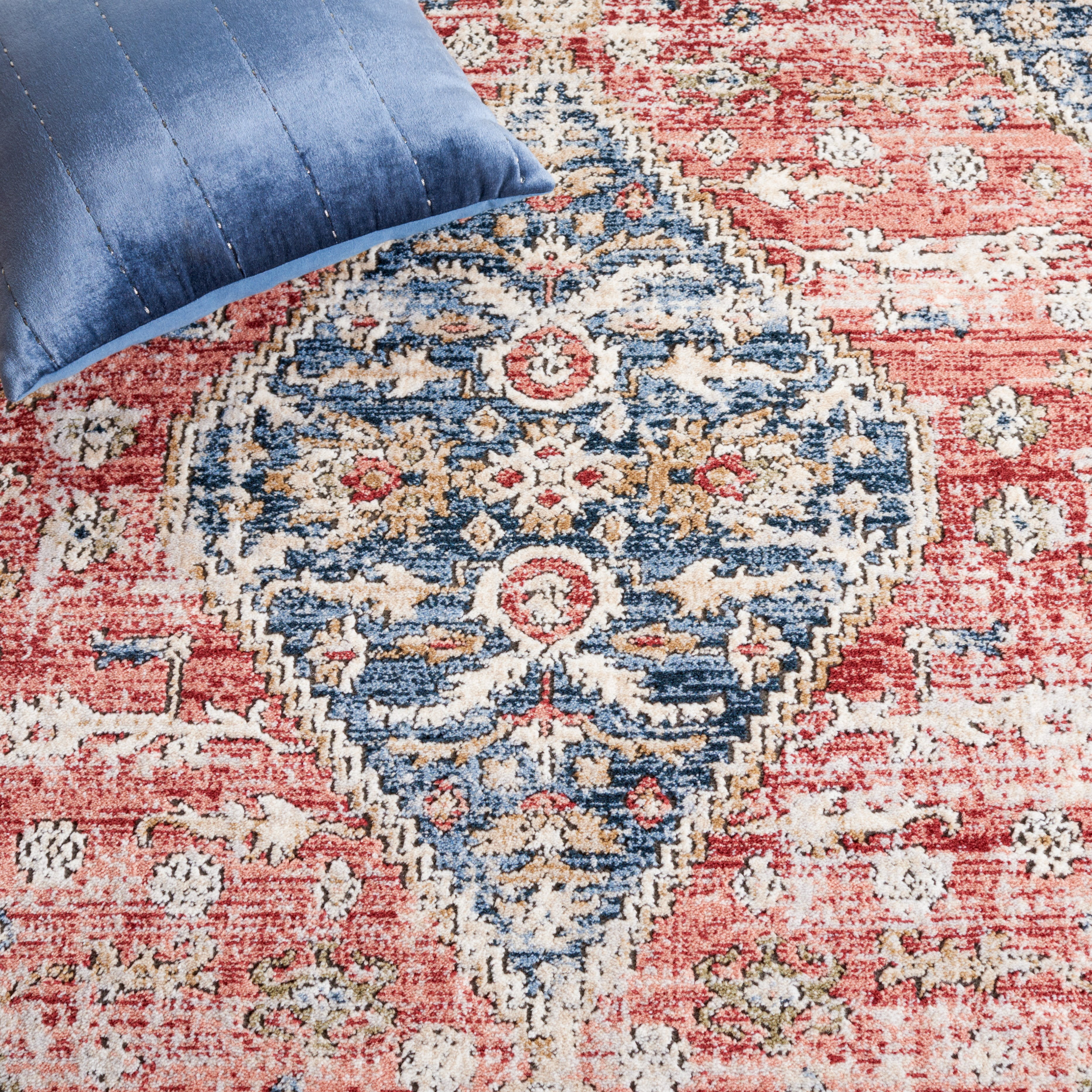SAFAVIEH Rosewood Zander Medallion Area Rug, Blue/Red, 6'7" x 6'7" Square