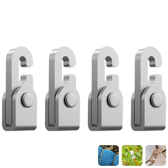 4pcs Automatic Lock Hook with 1pc Rope Wear Resistance Multifunctional Safety Rope Hook Set Strong Self-locking Structure for Tent Sleeping Bag
