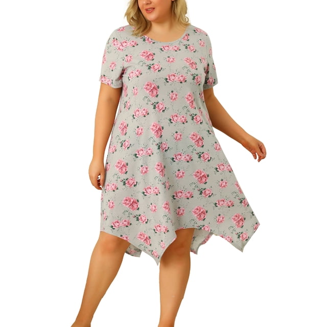Camisón floral de talgrande pamujer pijalindo vestido irregular padormir gris 1X