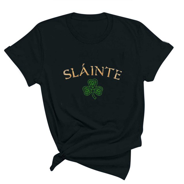 T-shirts de la Saint-Patrick pour Femmes Mode Saint-Patrick Imprimé Col Rond Manches Courtes T-Shirt Décontracté Haut Saint-Patrick