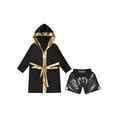 thumbnail image 3 of Fldy Tenues de Boxe pour Garçons, Ensemble Robe à Capuche en Satin Métallique et Shorts, Robe de Fête Déguisement B6 12, 3 of 5