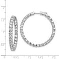 thumbnail image 2 of 925 Sterling Silver Polished Safety clasp Rhodium Plated With Cubic Zirconia Hinged Hoop Earrings 36x37mm Wide 4mm Hoop, 2 of 2