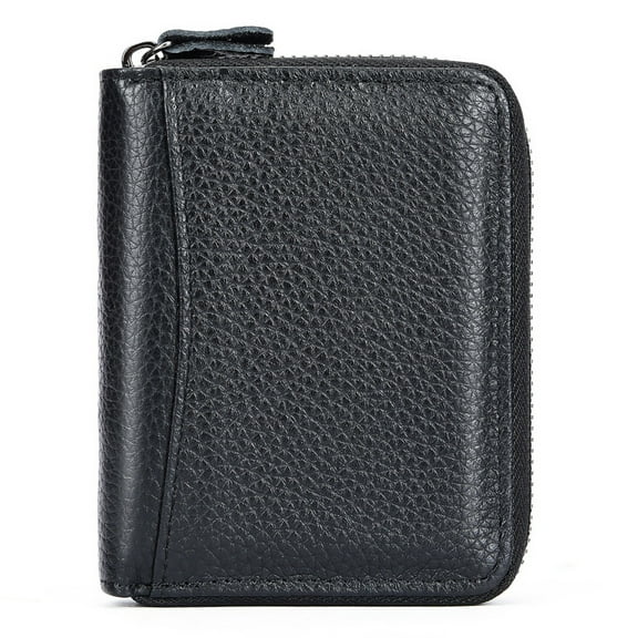 Men’s Genuine Leather RFID Blocking Wallet – Bifold Zip Around Card Holder Purse with 17 Slots, Coin Pocket, Bill Compartments, Photo ID Windows – Anti-Theft Leather Wallet for Men, Black Brown Coffe